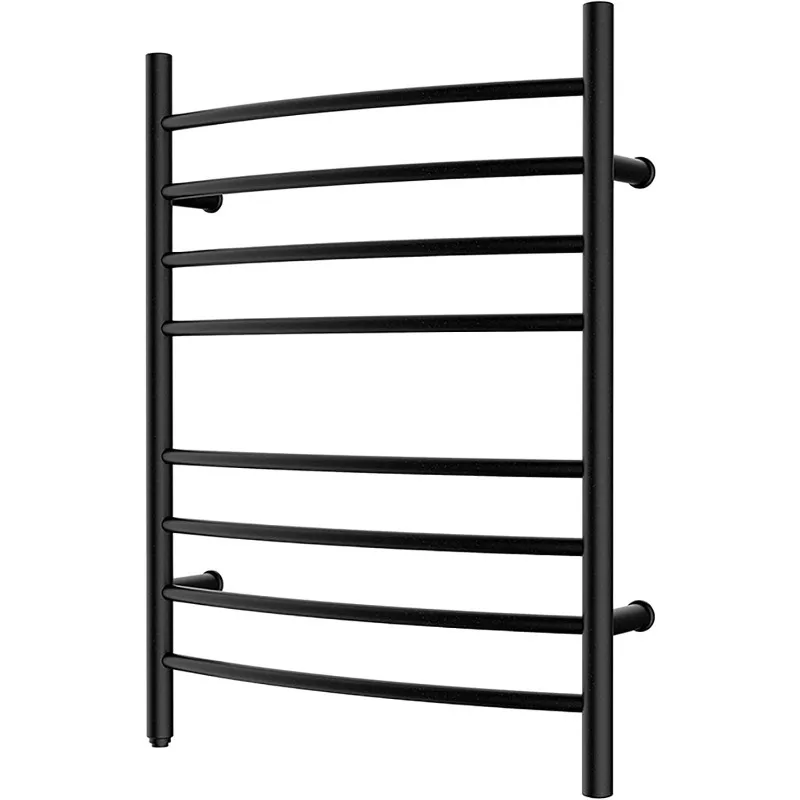 Towel Warmer 8 Bar Plug-in Curved Bath Towel Heater Towel Warmer for Bathroom Plug-in Drying Rack Matte Black