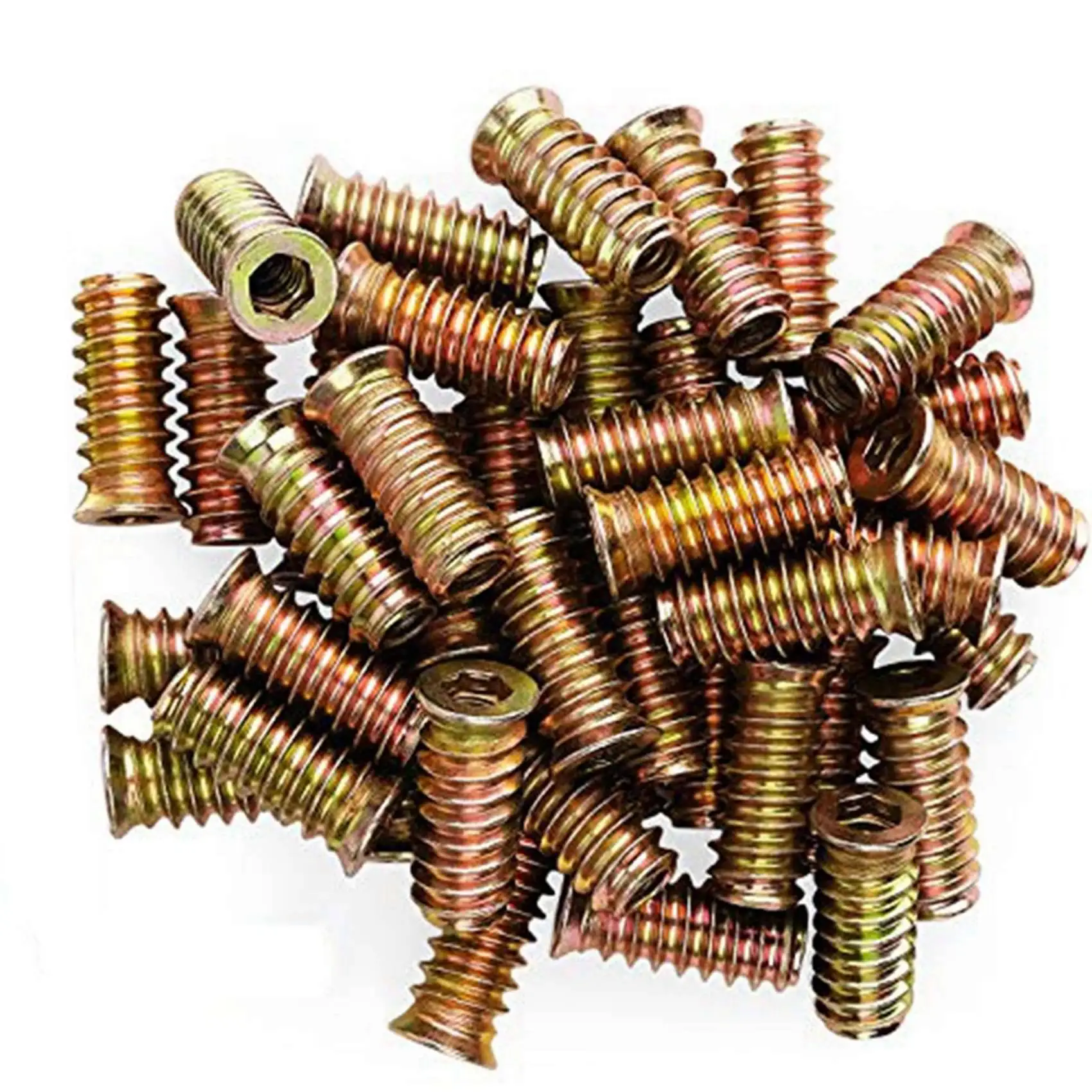 SYW-200Pcs M6 X 15Mm Furniture Screw In Nut Threaded Wood Inserts Bolt Fastener Connector Hex Socket Drive
