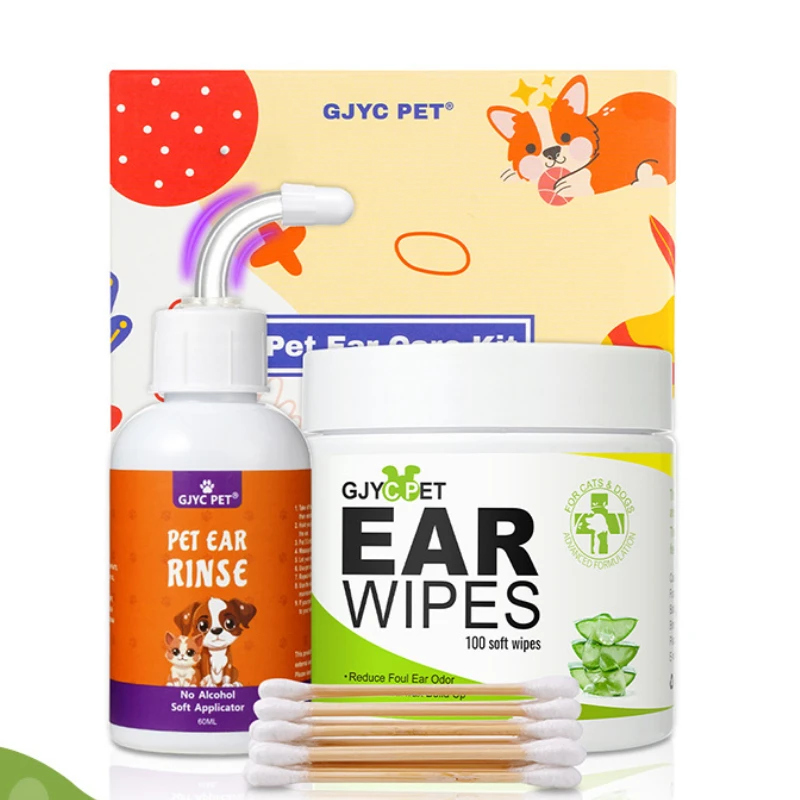 

Pet Ear Cleaning Kit - Dog and Cat Ear Wipes & Drops for Effective Ear Hygiene and Earwax Removal