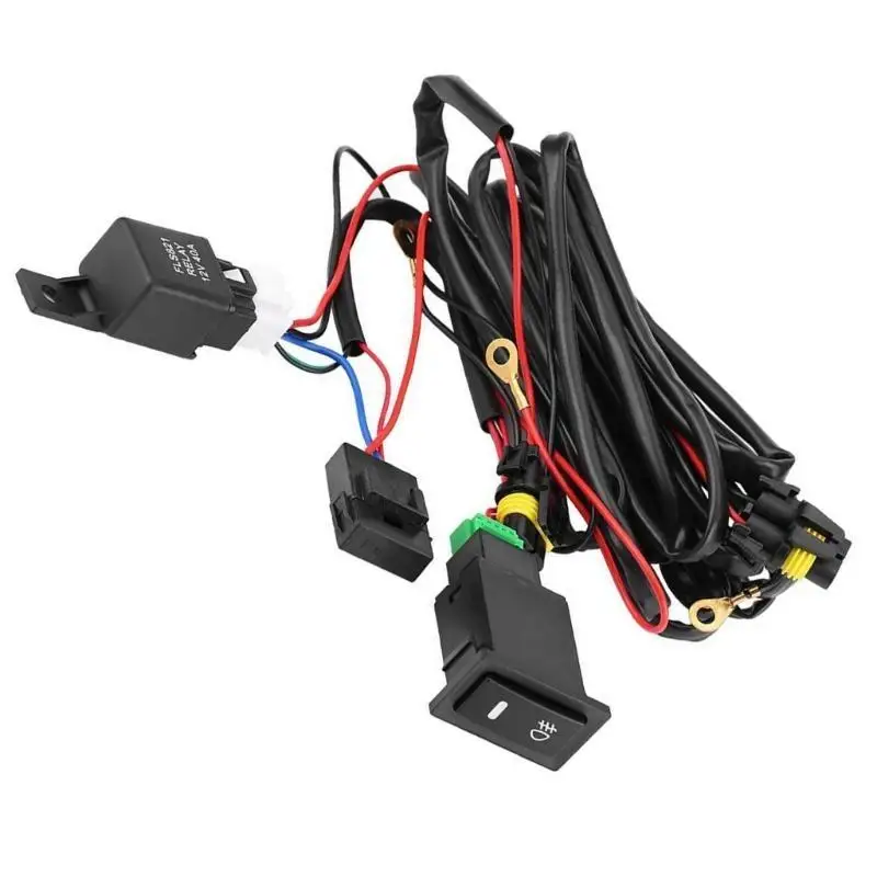 

02DE 12V Universal Car LED Fog Light Switch Wiring Harness Replacement Part Automotive Modification Accessories