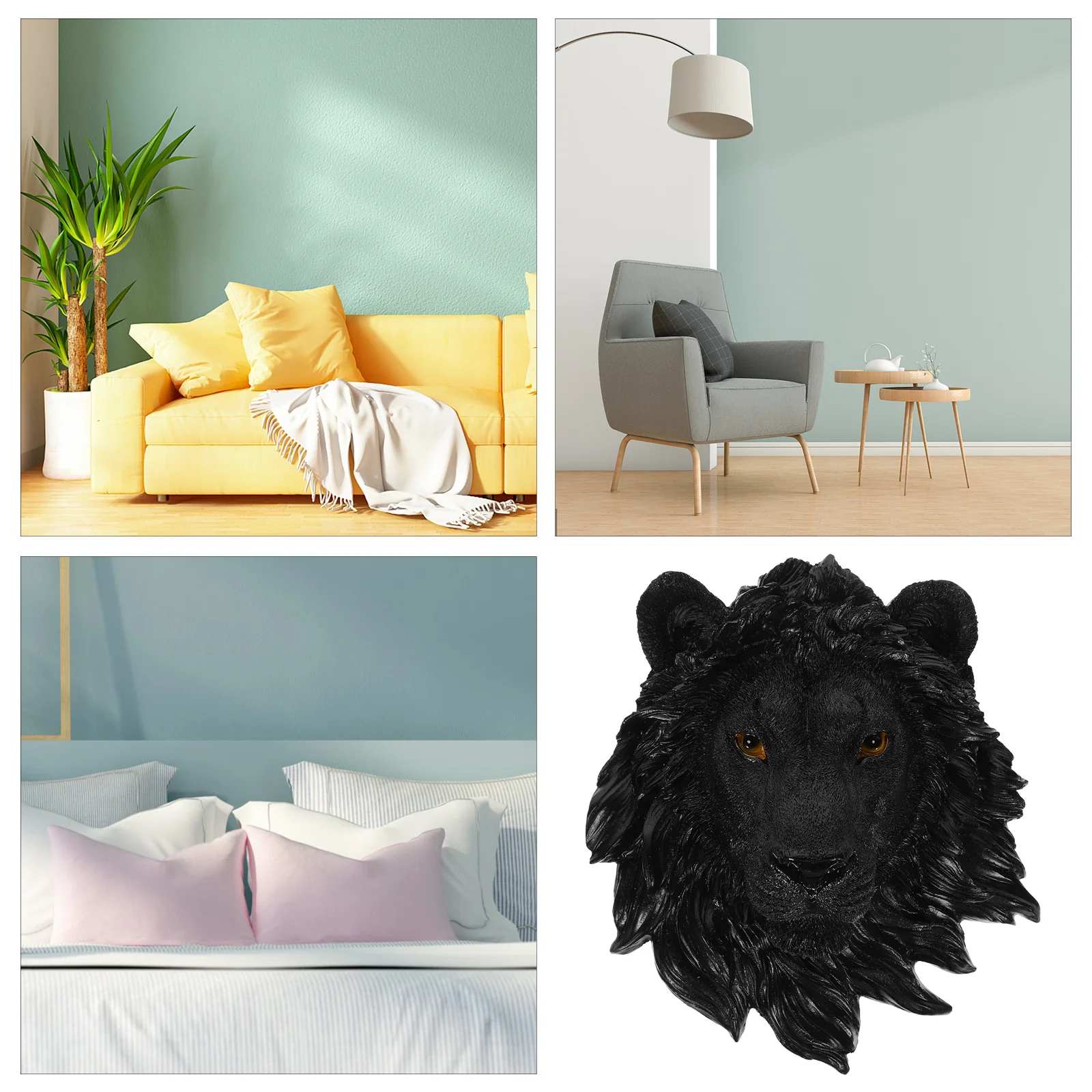 

Lion Head Wall Decor Resin Hanging Sculpture Animal Head Art for Living Room Bedroom Hallway Luxury Home Office Decoration
