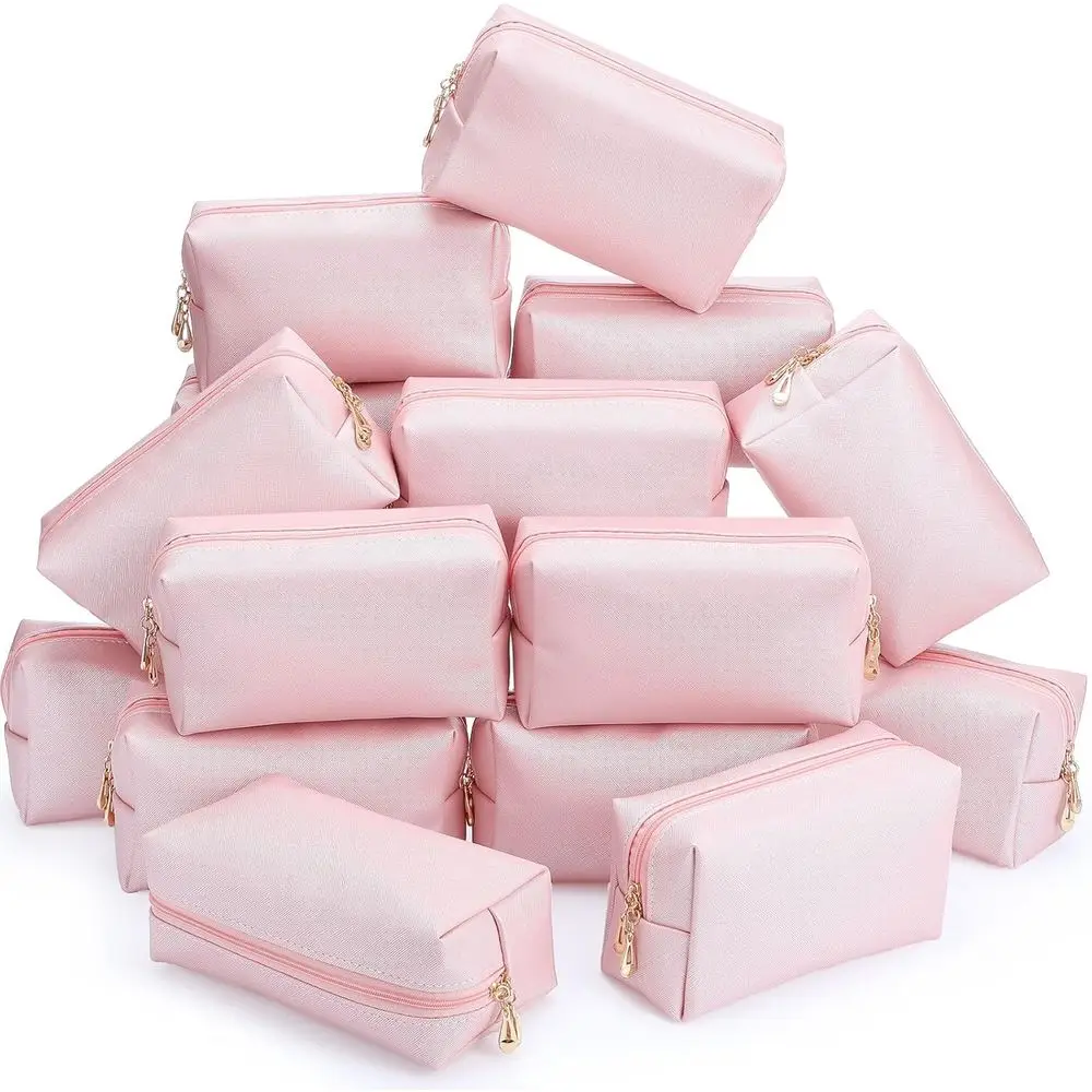 

20 Pcs Preppy Makeup Bags PU Leather Cosmetic Pouch with Zipper Waterproof Make up Bags Toiletry Beauty Container for Wome
