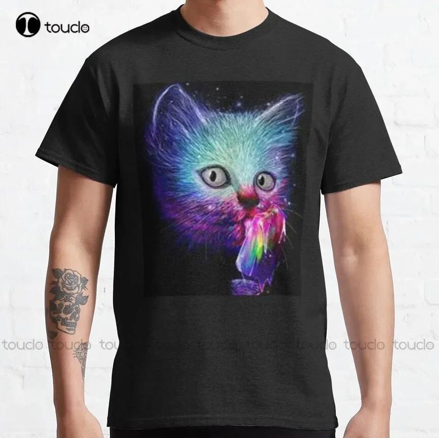 Cat Lightning ,Cat ,Kitten Classic T-Shirt Crew Neck Shirts For Women Custom Aldult Teen Unisex Digital Printing Tee Shirts New