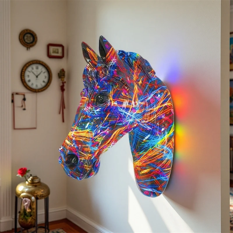 Horse Head 3D Wall Sculpture Light Luxury Modern Living Room Entryway Decor Creative Stylish Accent For Home Housewarming Gift