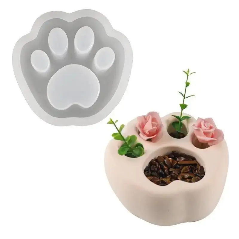Makeable Multi-color Lovely Cat Paw Mold Suitable Household Diy Flower Pot Decoration Creative Cartoon Cat Paw Silicone Mold
