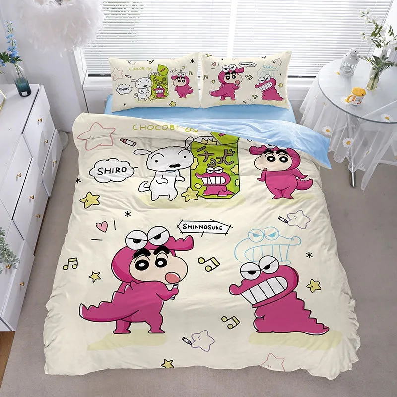 2/3pcs quilt cover pillowcase, Crayon Shin-chan cartoon cute print bedding set, home bedroom comforter sets birthday gift