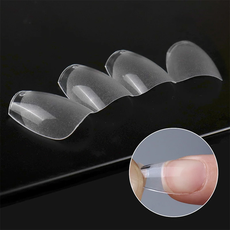 120pcs XXS Acrylic Short Almond Salon Clear Matte Full Cover Sculpted Soft Gel Nail Tips Press On Capsule Artificial Fake Nails