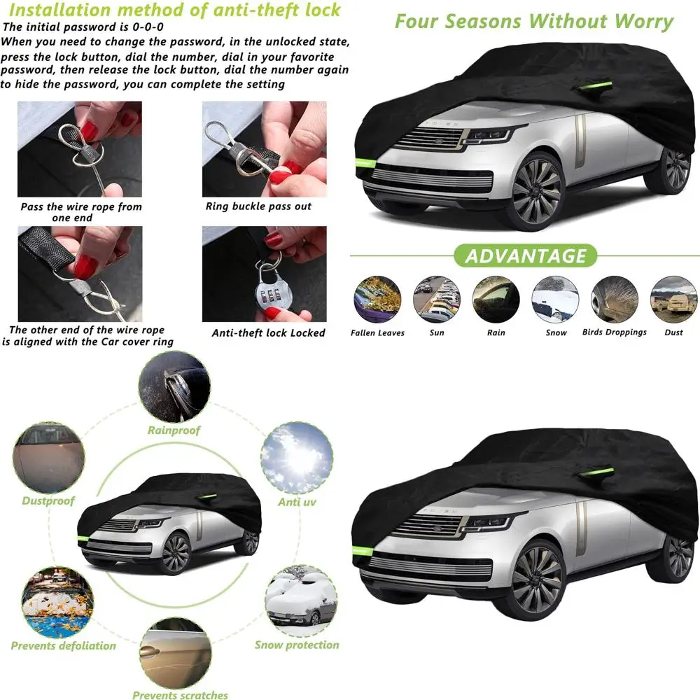 

Индивидуальный водонепроницаемый чехол для внедорожников 2009-2026 годов выпуска (длинная колесная база), защита от снега, дождя, пыли, града