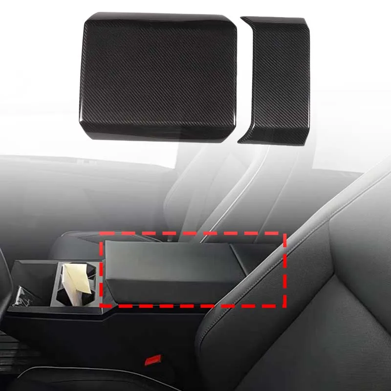 

2Pcs For Tesla Cybertruck 2024+ Real carbon fiber car center console armrest box panel cover decorative sticker car accessories