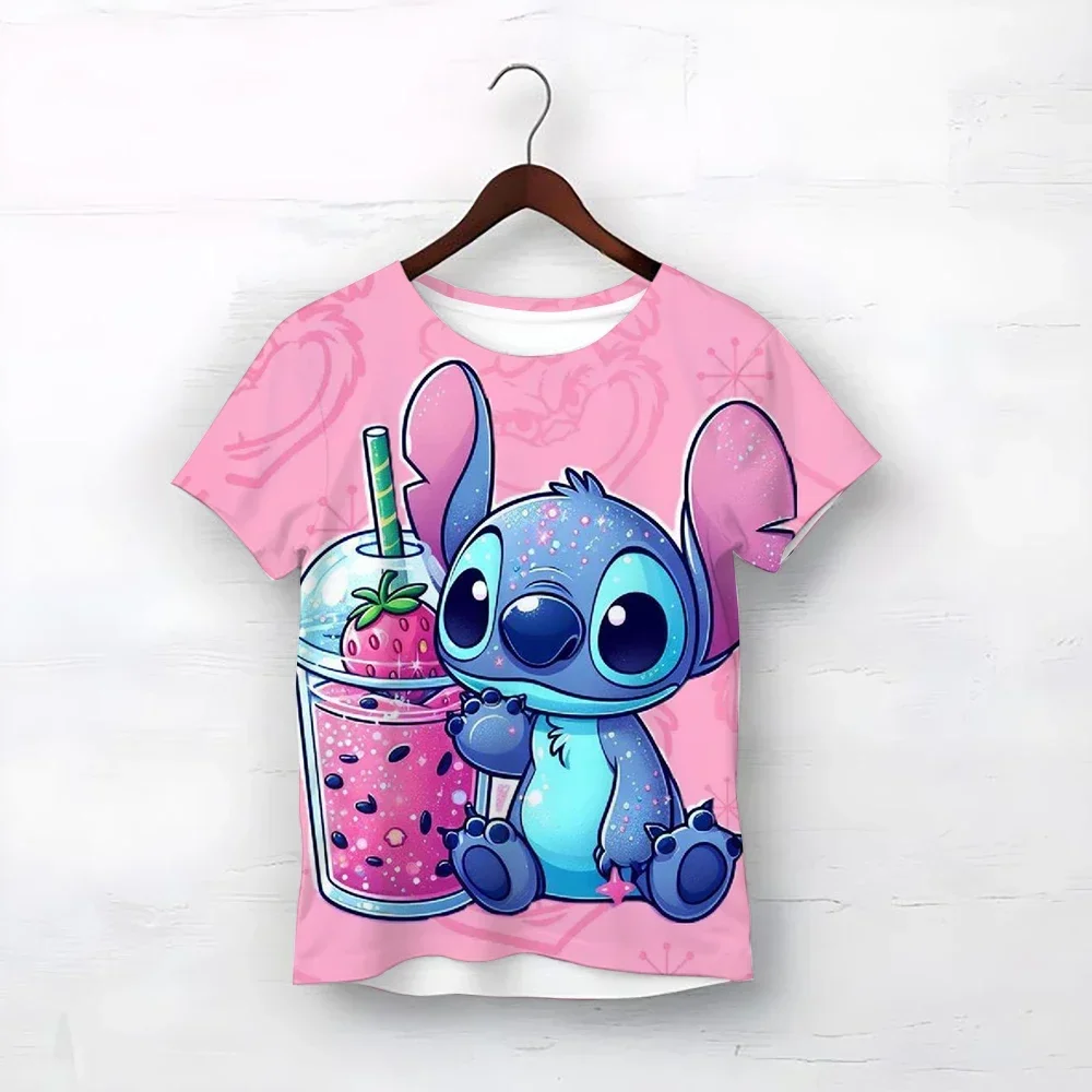 

Disney Cartoon Cute Stitch Print Baby Clothing Male Outdoor Clothes Boys Clothes Girls T-shirt Top Shirts Summer Adult T-shirt