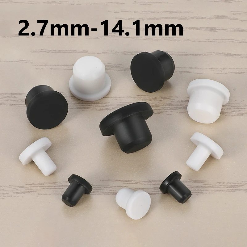 2.7mm~14.1mm Black/White High-temperature Resistant Silicone Plug Dustproof Stopper Silicone Seal