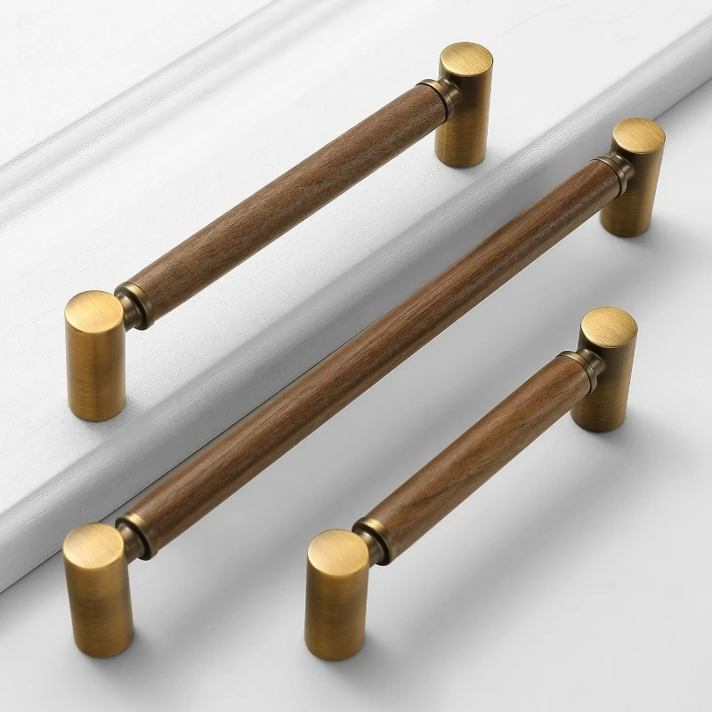 Natural Black Walnut Wood Closet Furniture Handles Wardrobe Cupboard Cabinet Pull Drawer Door Knob Bedroom Kitchen Wooden Handle