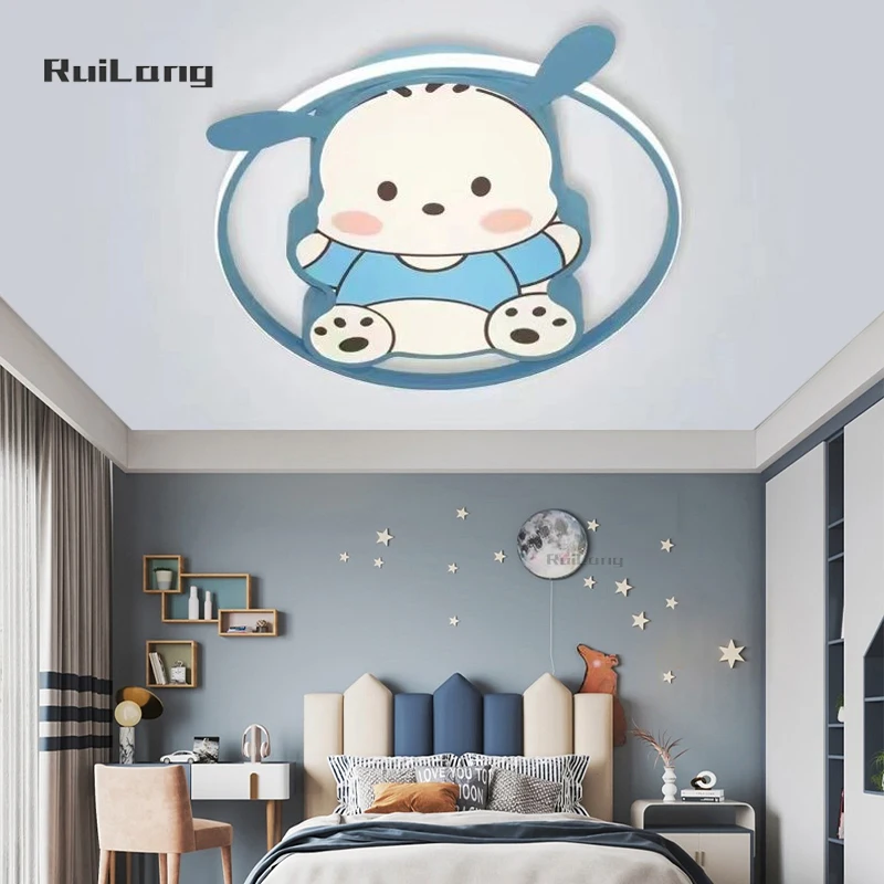 Kawaii Puppy Dog Ceiling Lamp Children Bedroom Cartoon Cute Pochocco Animal Chandelier Kids Room Light Boys Ceiling Light Plafon