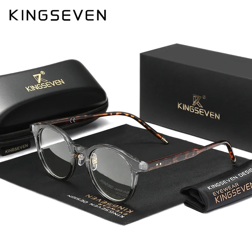 KINGSEVEN Lesebrille für Männer und Frauen, runder Rahmen, klare Gläser, Blaulicht-blockierende Brille, Hyperopie-Brille +1,0~+3,5