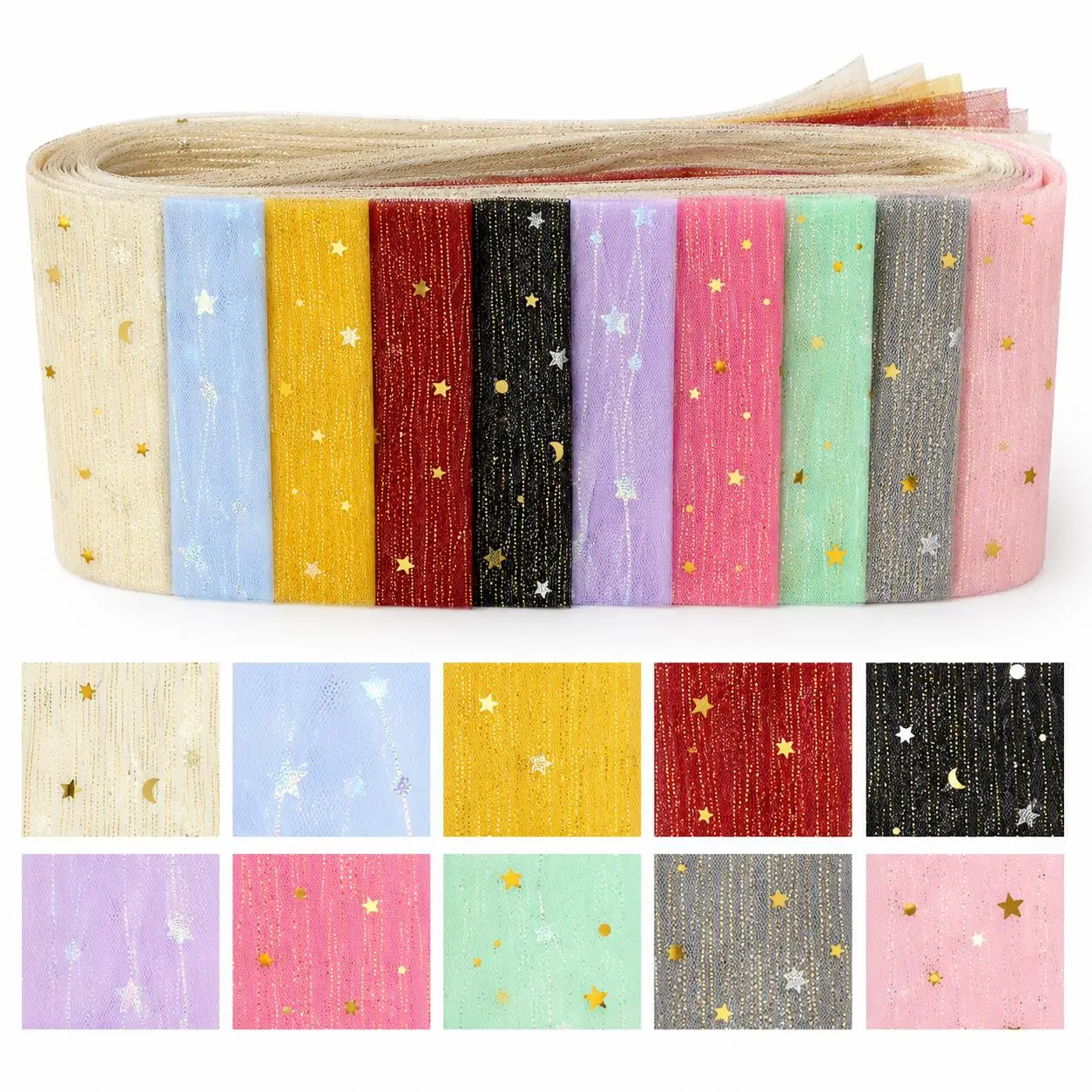 10pcs Vintage Butterfly Mesh Jelly Roll Fabric Strips 2.5X19.7inch Pre-cut Polyester for Patchwork Quilts,Table Runners Placemat