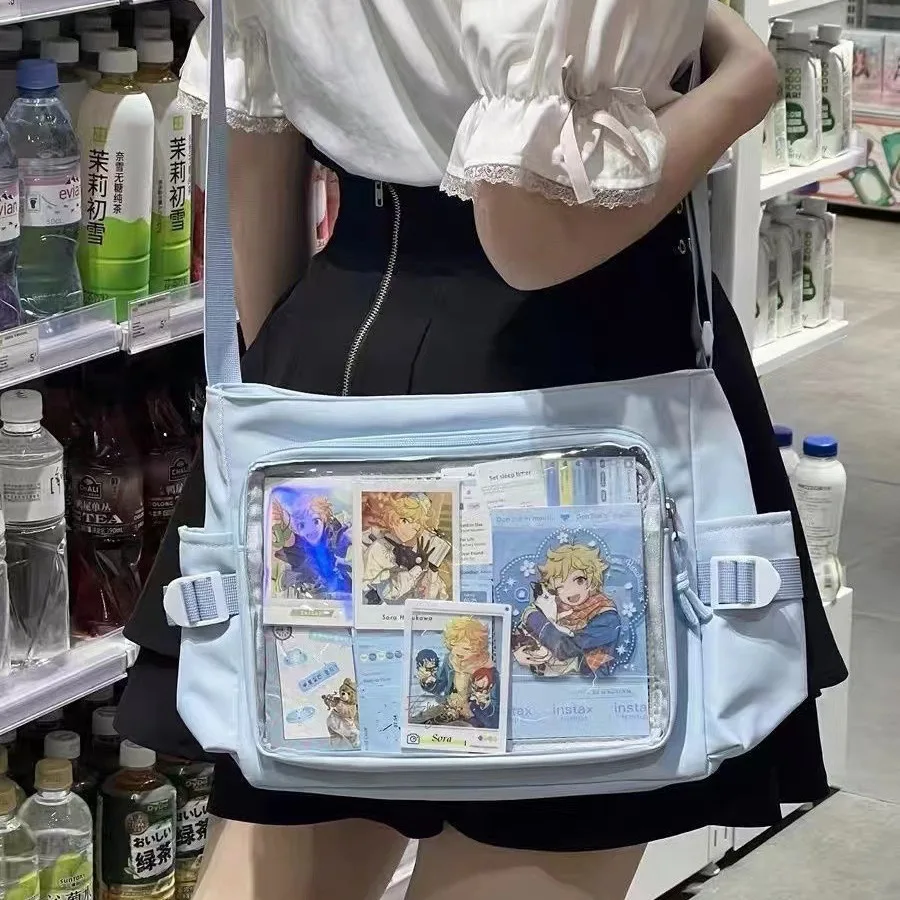Japanese Y2K Transparent Class Crossbody School Bag Postcard Display Badge DIY Decoration Anime Expo Class Tote Ita Shoulder Bag view 2