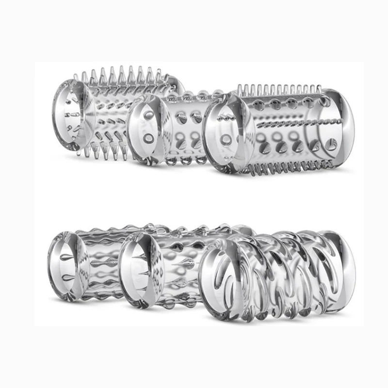 6PCS/Box Transparent Penis Sleeve Condom Reusable Male Enlargement Time Delay Erection Enhancer Finger Condoms Sex Toy For Men