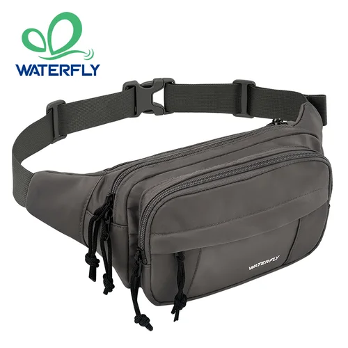 Imagen 1 del producto Riñonera WATERFLY, riñonera grande con cinturón cruzado para mujeres y hombres con 7 bolsillos con cremallera, riñonera con correa, paquete de cadera