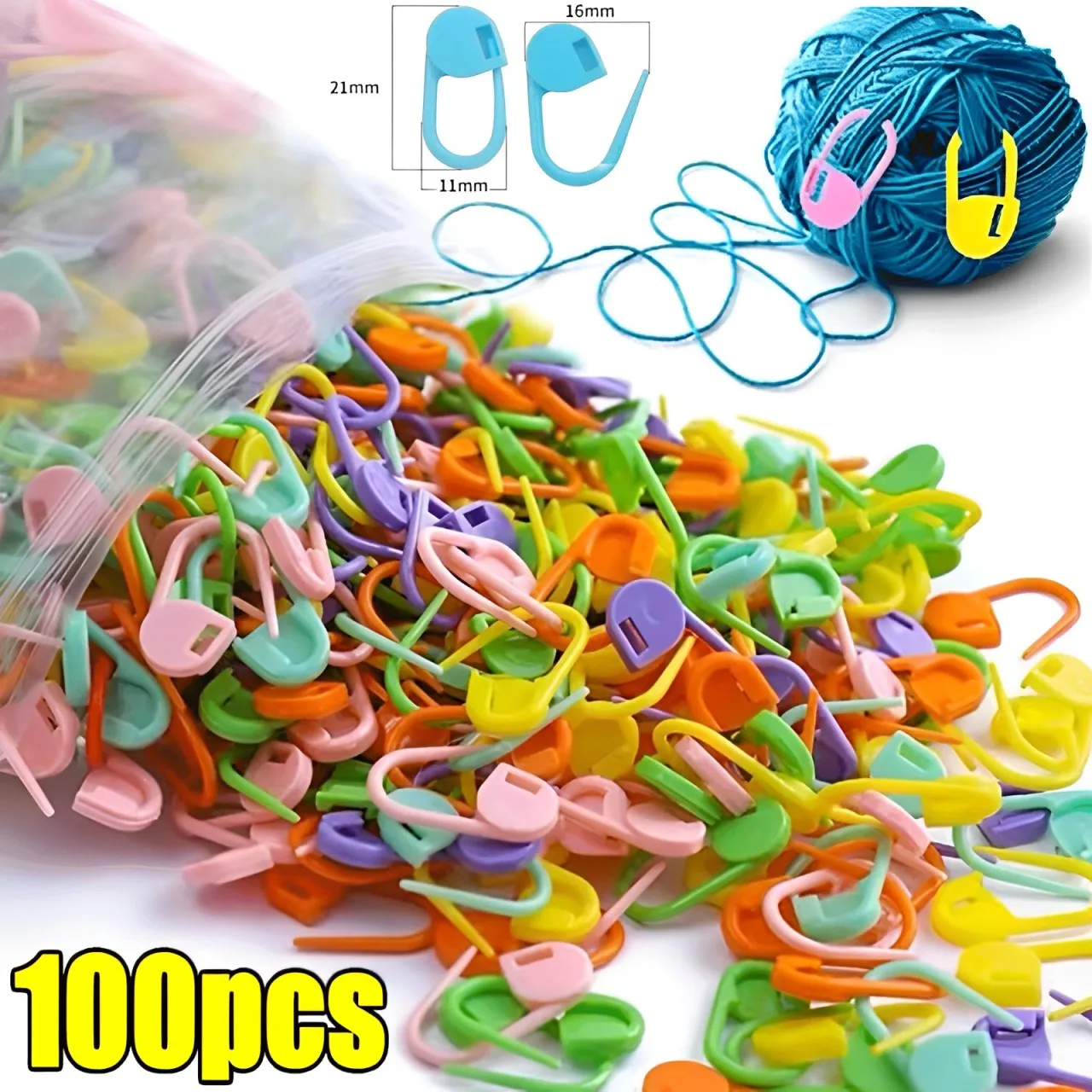 100/50Pcs Colorful Plastic Knitting Tools Resin Clips Pins Locking Stitch Markers Crochet Sewing Needle Clip Hooks