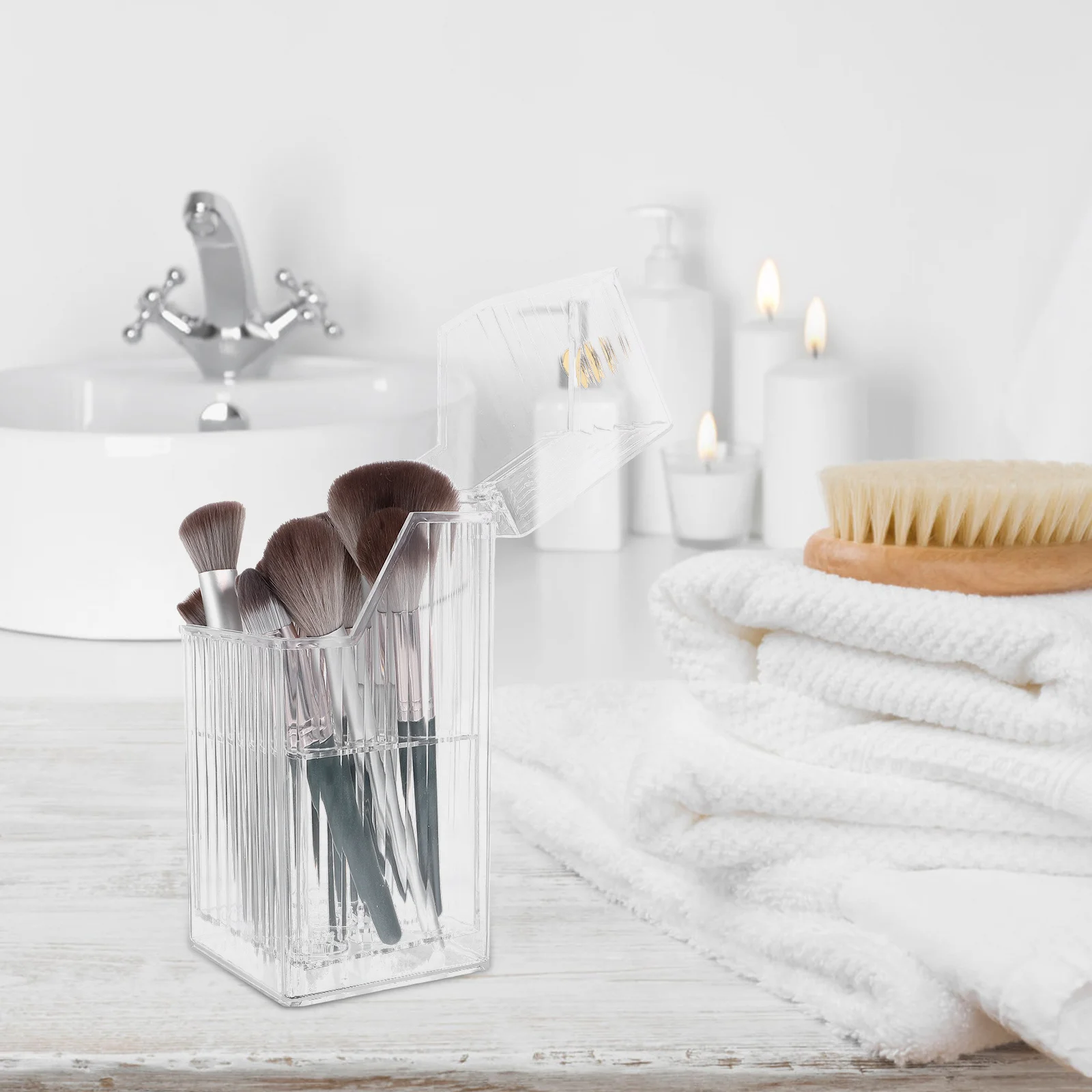 

Makeup Brush Holder Cup Pet Makeup Organizer Desk Pen Holder Cosmetics Brush Storage Organizer Stationery Storage Pot