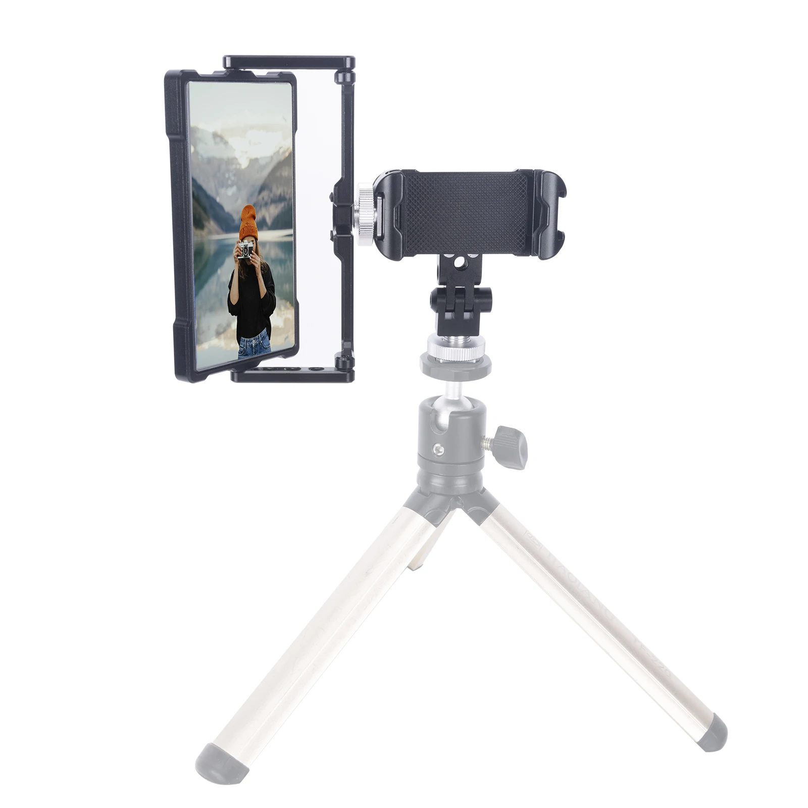 Niceyrig Vlogging Live Streaming Selfie Kit with Flip Monitor Mirror & Smart Phone Tripod Mount Holder Clamp