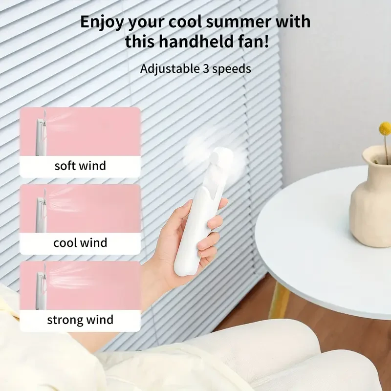 مروحة محمولة صغيرة محمولة قابلة لإعادة الشحن عبر USB مع 3 سرعات قابلة للتعديل، بطارية 2000 مللي أمبير في الساعة، شحن من النوع C، تصميم قابل للطي لـ Trav