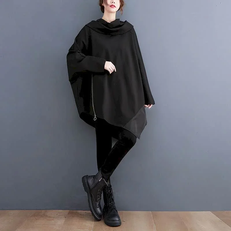 T-shirts for Women Autumn Harajuku Irregular Tees Vintage Oversized Casual Korean Style Long Sleeve Pile Collar Women Clothing