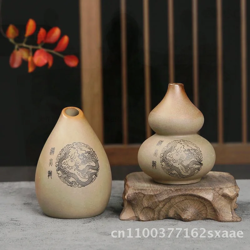 

Creative Ceramic Mini Vase Handmade Stoneware Small Flower Ornament Zen Desktop Decor Hydroponics Compatible within 10cm Size
