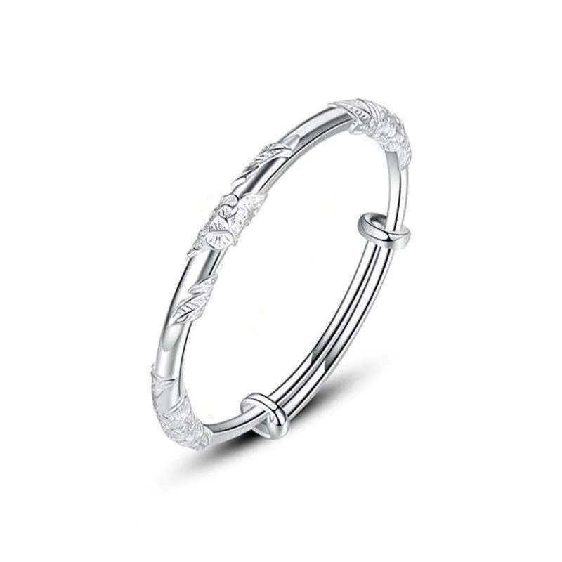 Silver Women's Full-blown Flowers Bracelet Delicate And Light Luxury Open Adjustable Solid Jewelry