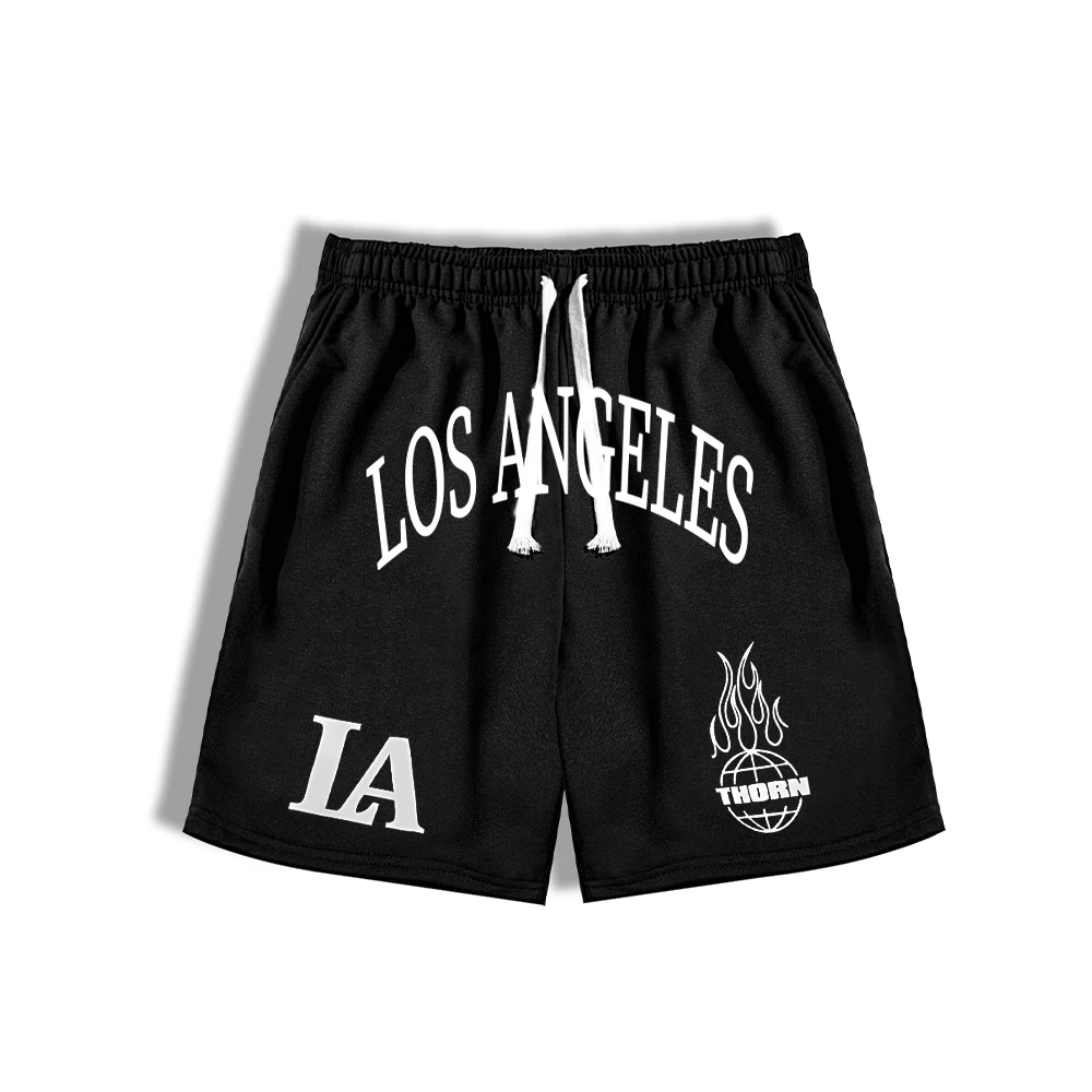 

Шорты мужские с графическим принтом и завязкой на талии, летние повседневные штаны, тренировочные свободные быстросохнущие пятиконечные брюки для бега