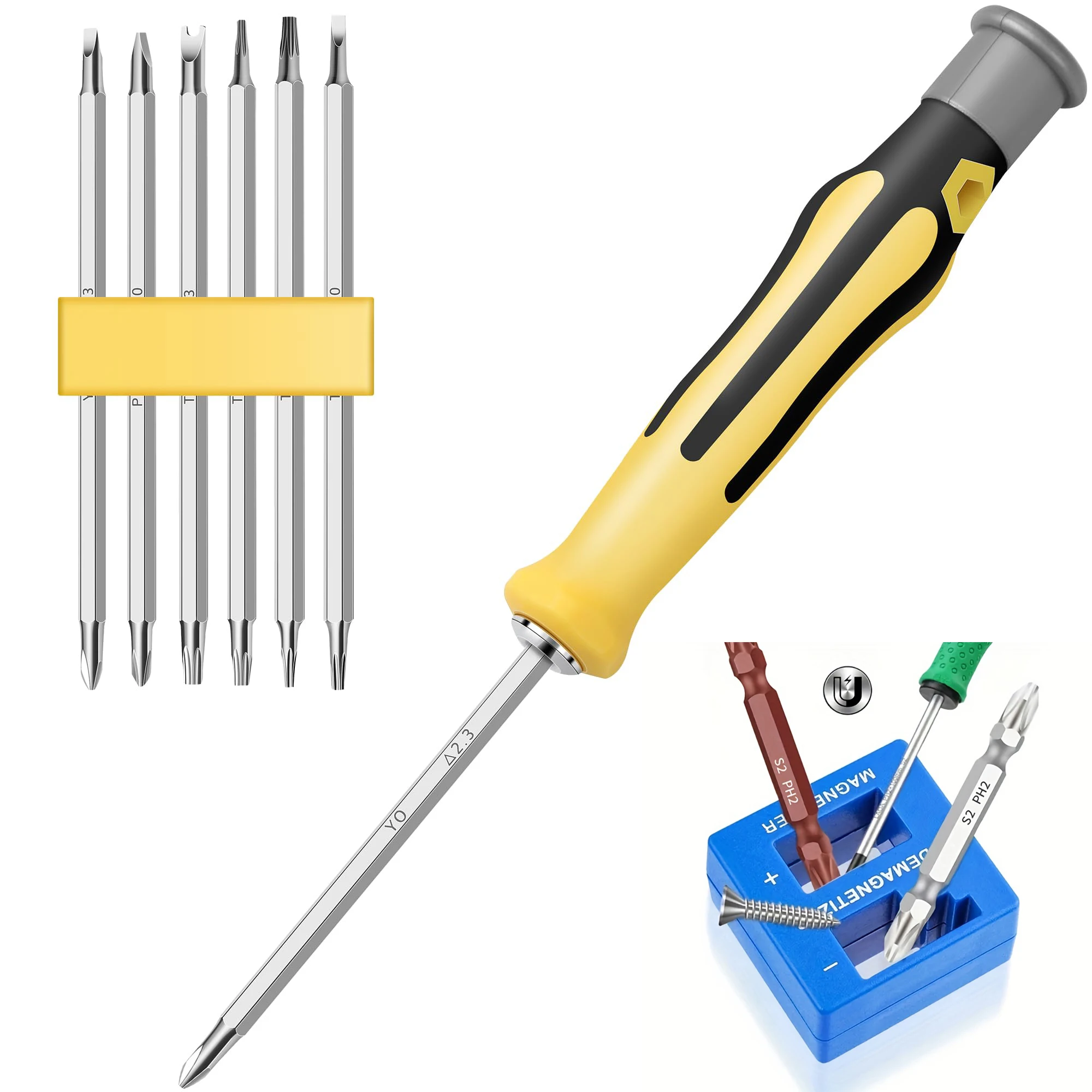 14-in-1-Präzisions-Schraubendreher-Set mit Magnetisierer, magnetischer Kreuzschlitz-Torx-Schraubendreher-Bits, manuelle Reparaturwerkzeuge für iPhone, PC, Heimwerker