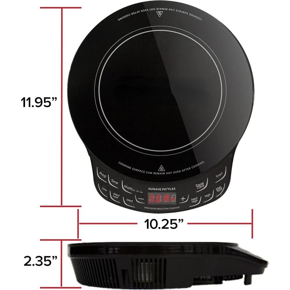 Fogão de indução Aquecimento Bobina, Perfeito para Dorms, RVs, Quartos de Hotel, Cabines, Cabines, Non-Stick Ceramic Pan Included, 4Qt, 6.5"