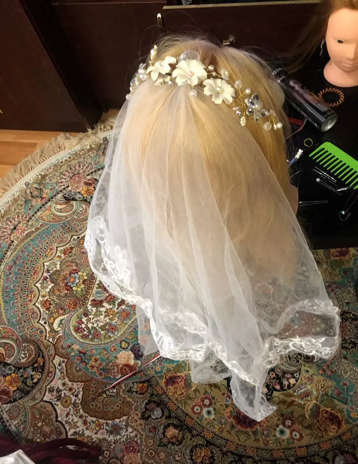 Velo de novia con borde de encaje de 120CM para mujer, velo largo para eventos de boda, accesorios para el cabello de novia