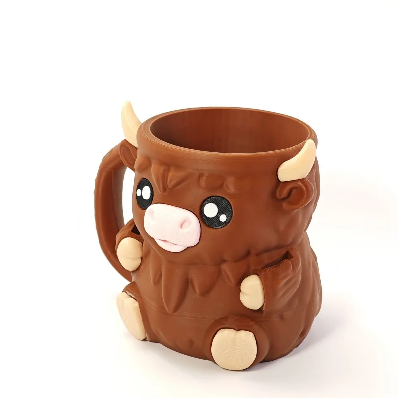 

Highland Cow Ice Pint Holder 3D Printed Reusable-Snack Drawer+Antifreeze Handle, Suitable for Ice Cream Containers/Yogurt Mix