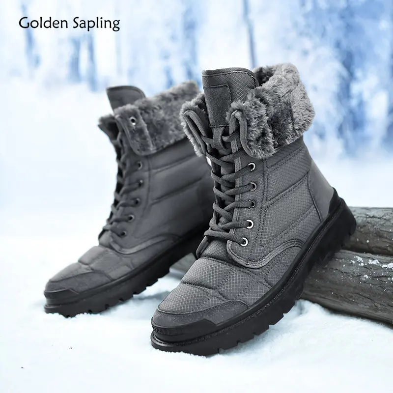 Golden Sapling Winter Boots Fashion Men's Snow Shoes Comfortable Platform Casual Flats Leisure Outdoor Work Boot Retro Men Shoes