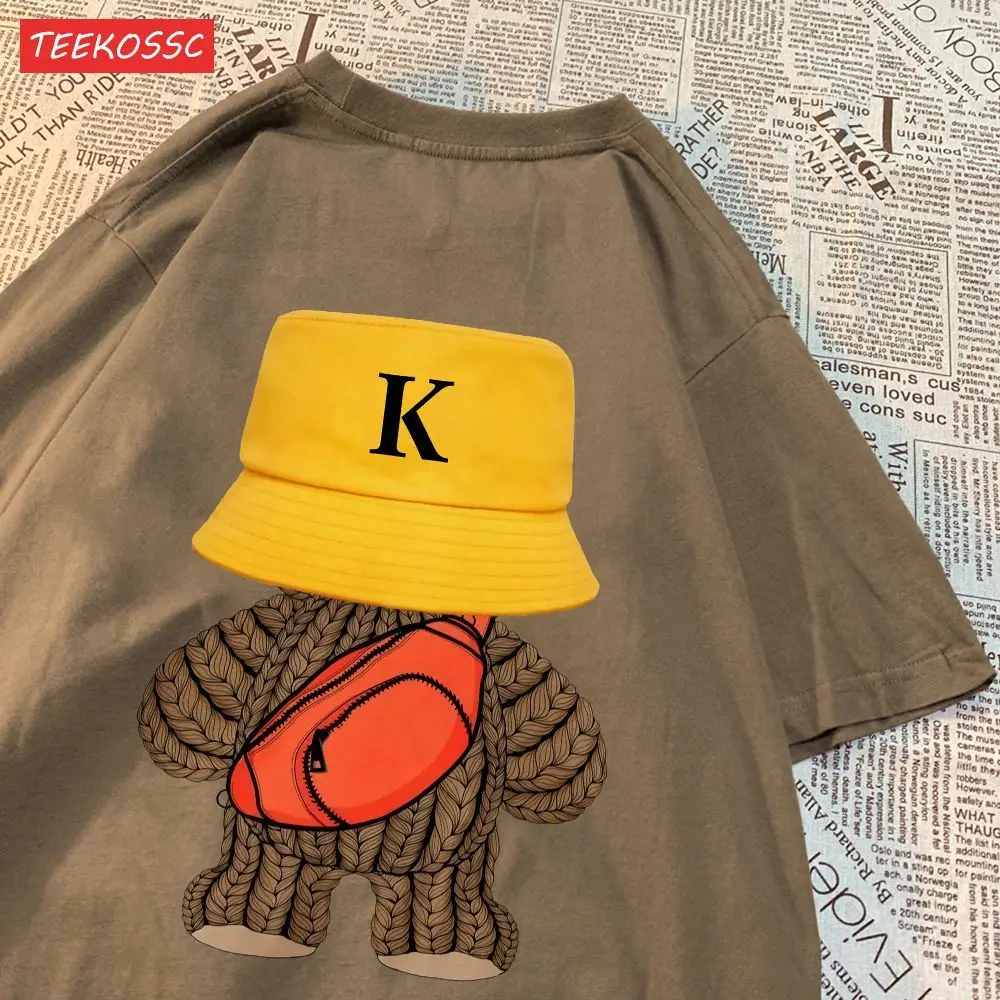 100% Cotton Woman T-Shirts Fashion Cute Teddy Bear Graphic Prints Tees Loose O-Neck Soft Short Sleeve Breathable Female Clothes