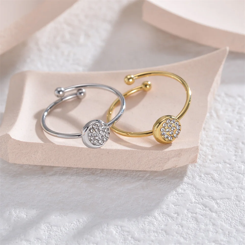 Edelstahl-Nischen-Design, einfacher runder Öffnungsring, luxuriöser Trend, hochwertiger Ring für den täglichen Damenschmuck. – Detail 2