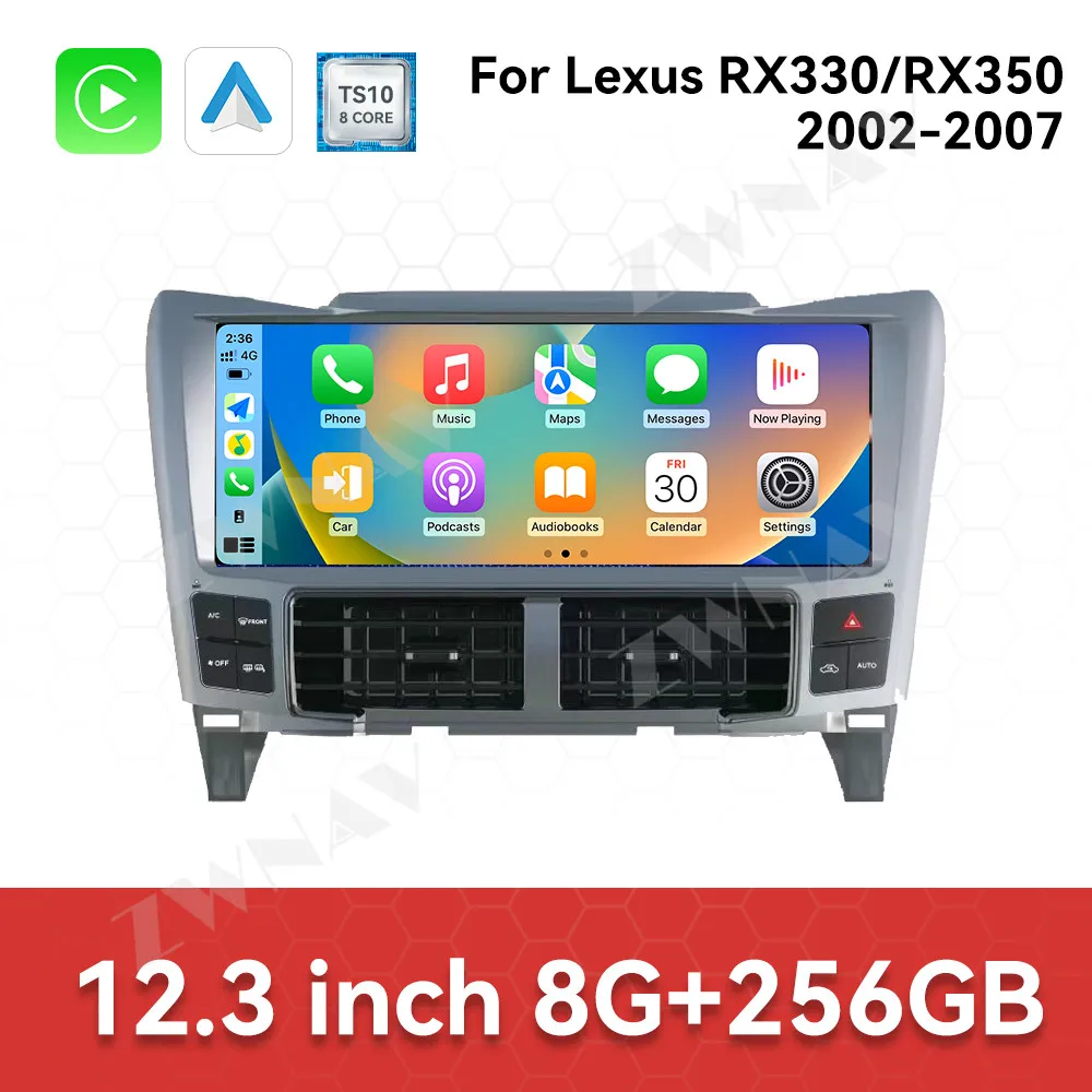 

12.3 Inch Screen Car Radio For Lexus RX330 350 2002-2007 Android Auto GPS Navigation Multimedia Video Stereo Receiver Head Unit