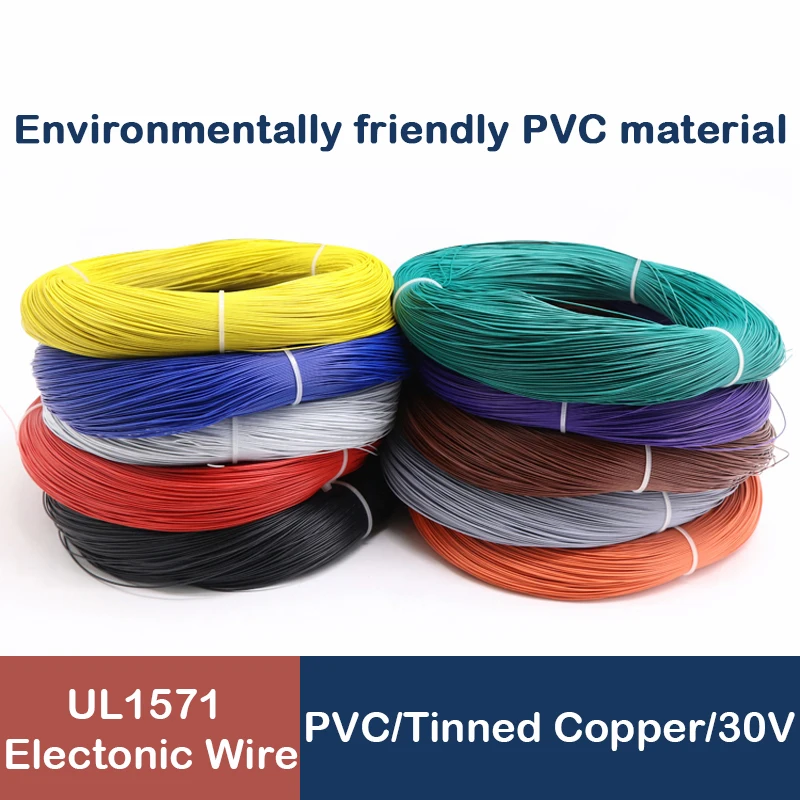 5M/10M Drut miedziany 32 30 28 26 24 22 20 18 16 AWG Ekologiczna izolacja PVC Ocynowana UL1571 DIY Linia LED Kabel elektroniczny