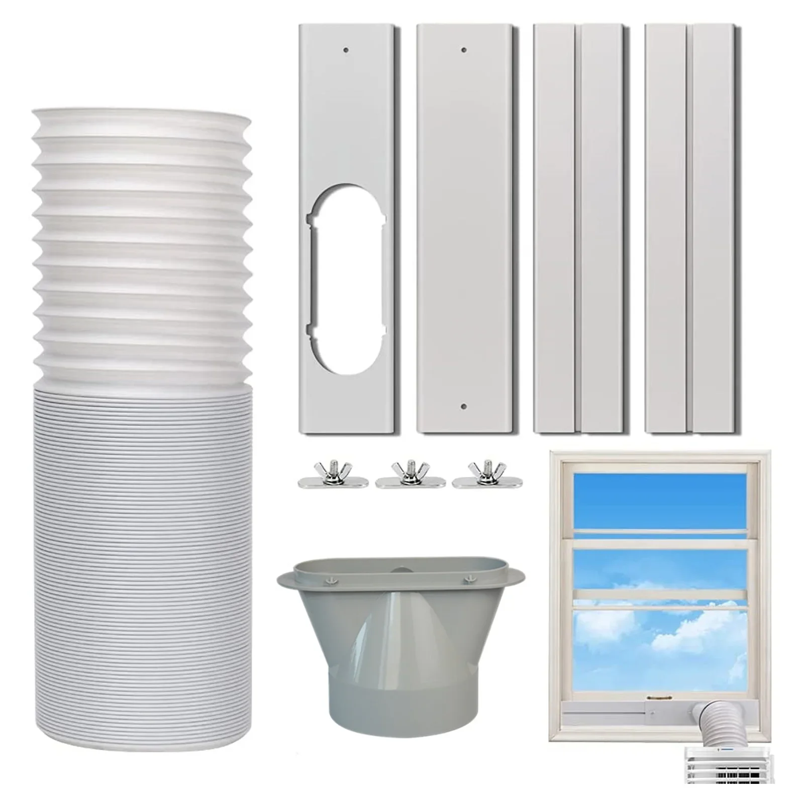 Coupleur de tuyau d'échappement AC, connecteurs de tuyau d'échappement AC de 5,9 pouces | Pièces et accessoires de climatiseur, connecteur de tube AC mobile, adaptateur de fenêtre pour climatiseurs