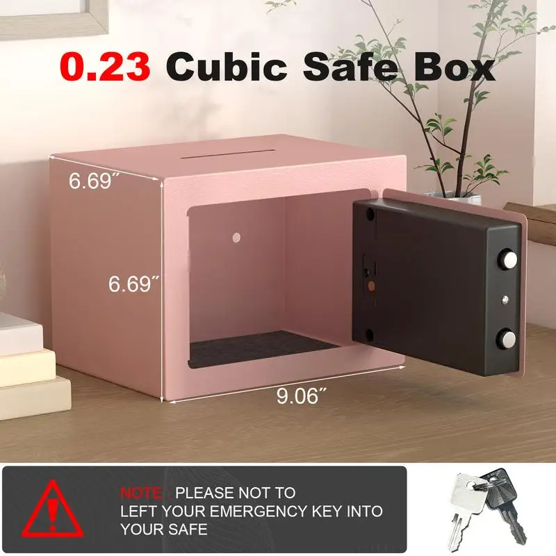Mini-Heimtresor mit Schlüssel und Passwort, 0,23 Cu Ft, sichere Aufbewahrung für Bargeld, Dokumente und Wertsachen
