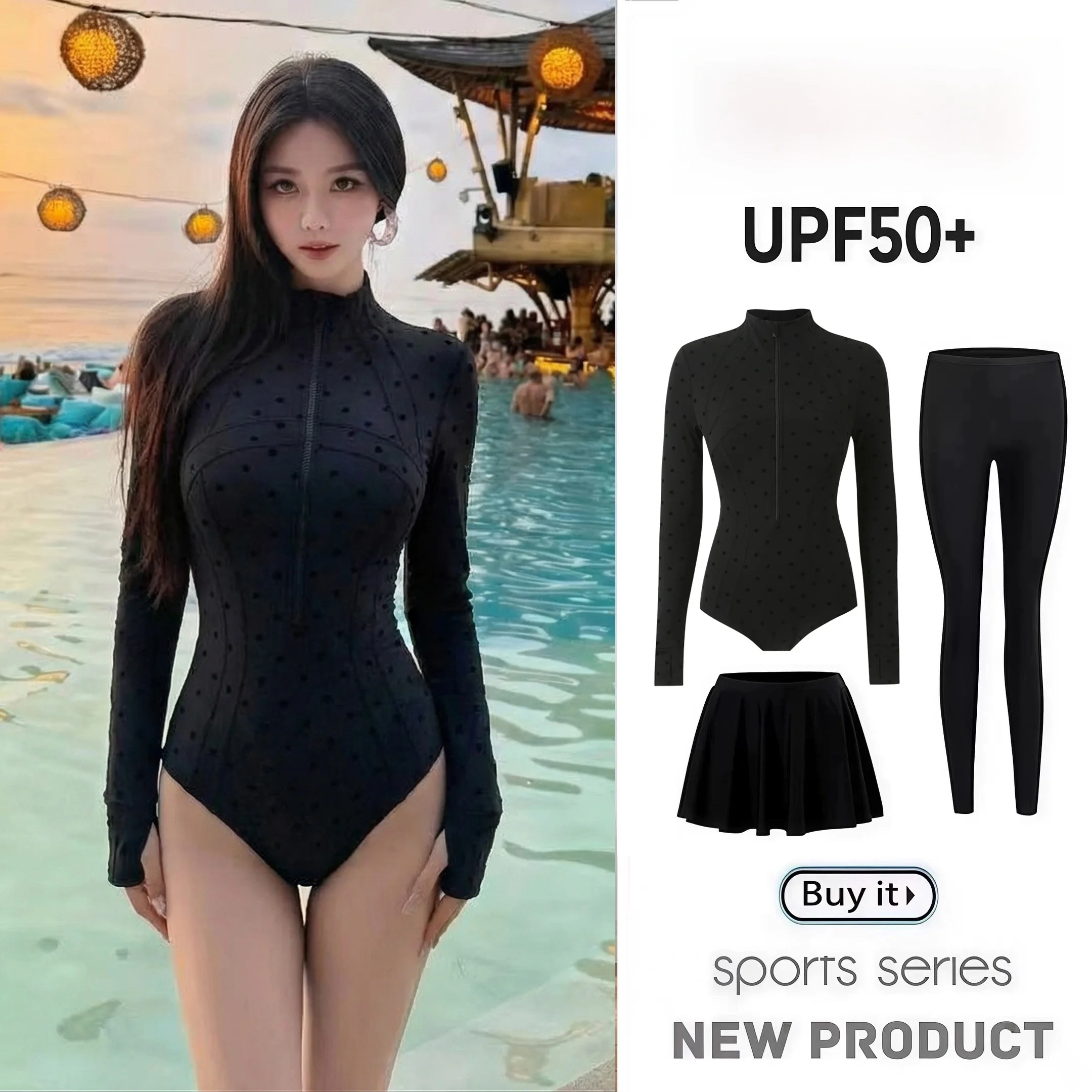 

Women's Surfing One-Piece Swimsuit Long Sleeve Pants Sun Protection UPF50 Quick Dry Snorkeling Slimming Diving Suit Jellyfish...