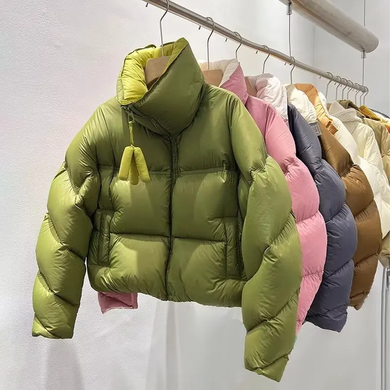 

Winter Thiened ort Cotton Jaet Женская верхняя одежда с воротником-стойкой Puff Sve Luxury Match All the Things Bread Sle