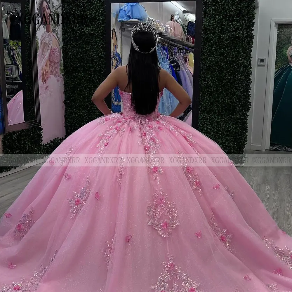 Robe De Quinceanera rose personnalisée, robe De bal, chérie, avec Cape, pour 16 ans, spectacle, Gala, 2025