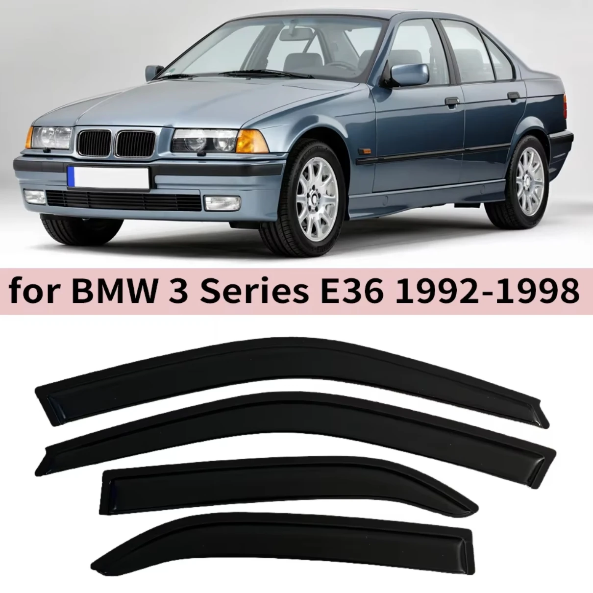 

For BMW 3 Series E36 Sedan 1992 1993 1994 1995 1996 1997 1998 Wind Deflectors Rain Guards Door Visor Vent Shades Window Visor