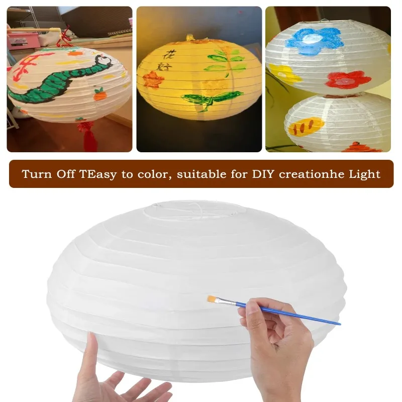

White Paper Pendant Lamp Shade, Vase and Flying Saucer Shape Folding Lantern for DIY Party Home Decor Lighting Gift