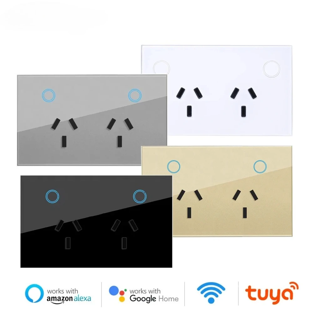 

Shawader Wi-Fi Smart Tuya Настенная розетка Монитор питания Сенсорный датчик Беспроводной пульт дистанционного управления Электрическая розетка Alexa Google Home