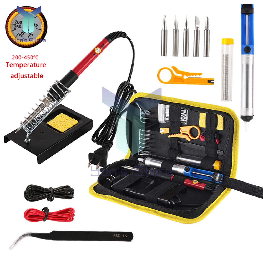 Adjustable Temperature Electric Soldering Iron 220V 110V 60W Welding Solder Rework Station Heat Pencil Tips Repair Tool