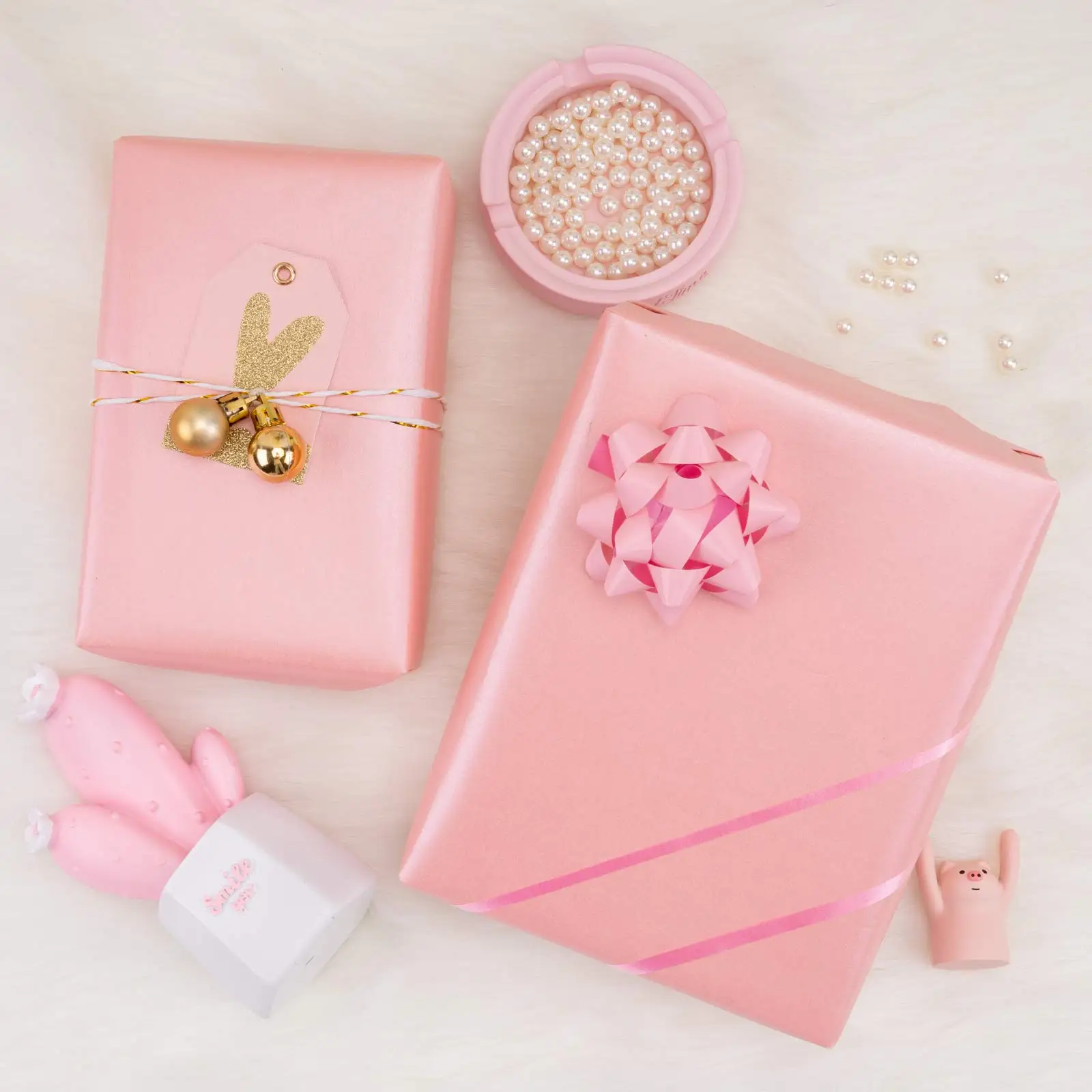 

1 Roll Pink Matte Wrapping Paper Solid Color Pearly Lustre Paper Perfect for Wedding, Birthday, Christmas, Shower,Mother Father