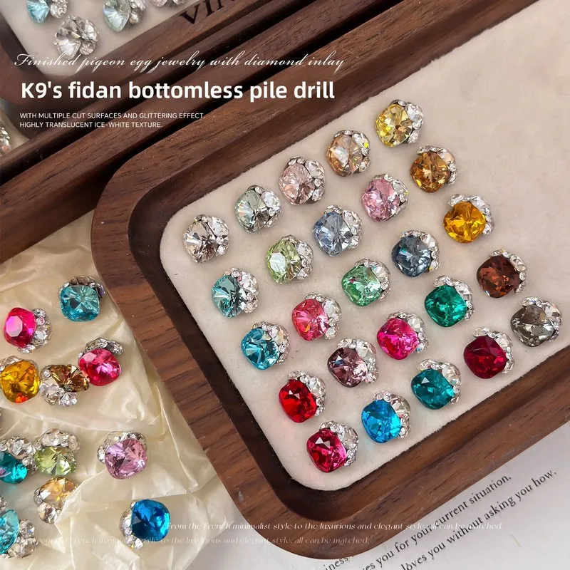 LYLE 8mm K9 Fat 3PCS Stacked Nail Charms Super Shiny Versatile No Base Premium Large Crystal Luxury Nail Diamonds